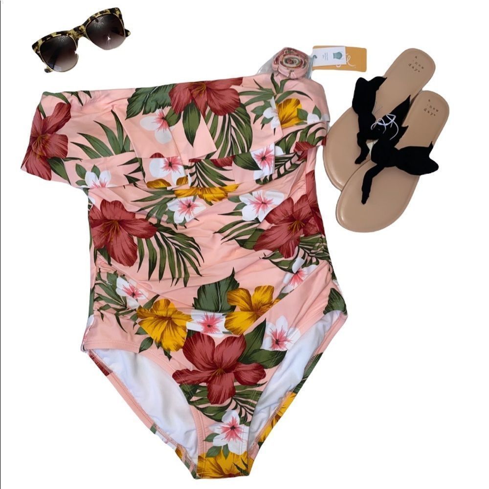 Women's Double Flounce Front High Coverage One Piece Swimsuit - Kona Sol